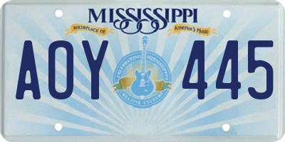 MS license plate AOY445
