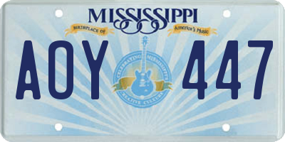 MS license plate AOY447