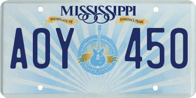MS license plate AOY450