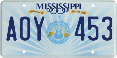 MS license plate AOY453