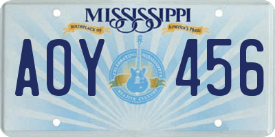 MS license plate AOY456