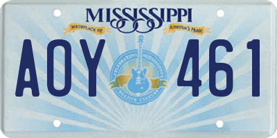 MS license plate AOY461