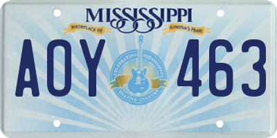 MS license plate AOY463