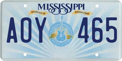 MS license plate AOY465
