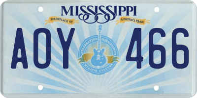MS license plate AOY466