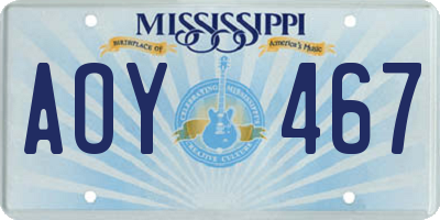 MS license plate AOY467