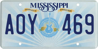 MS license plate AOY469