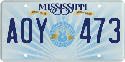 MS license plate AOY473