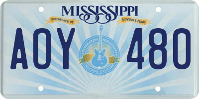 MS license plate AOY480