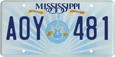 MS license plate AOY481
