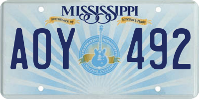 MS license plate AOY492