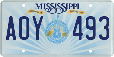 MS license plate AOY493