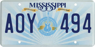 MS license plate AOY494