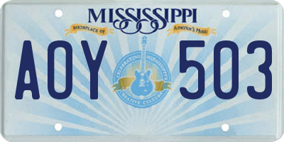 MS license plate AOY503