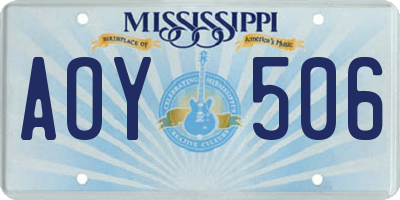 MS license plate AOY506