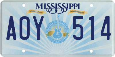 MS license plate AOY514