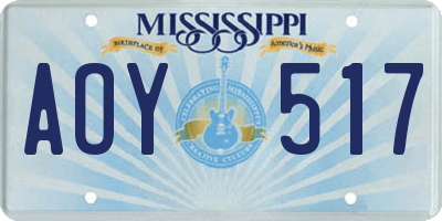 MS license plate AOY517
