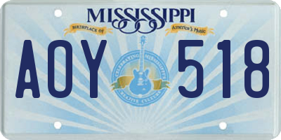 MS license plate AOY518