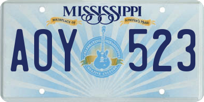 MS license plate AOY523