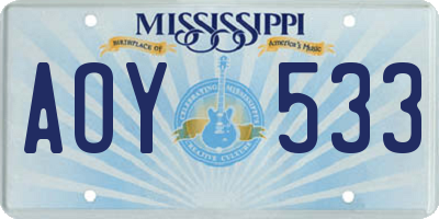 MS license plate AOY533