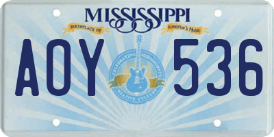 MS license plate AOY536