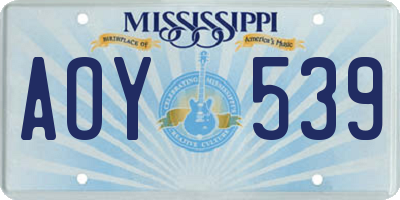 MS license plate AOY539