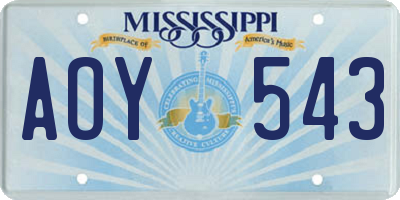 MS license plate AOY543
