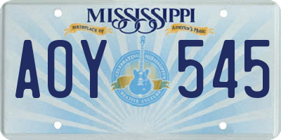 MS license plate AOY545
