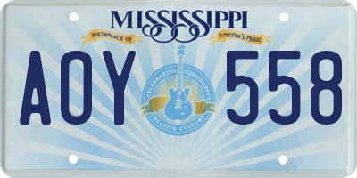 MS license plate AOY558