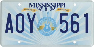 MS license plate AOY561
