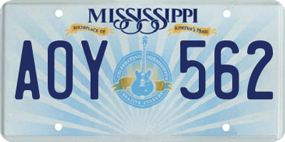 MS license plate AOY562