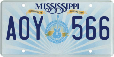 MS license plate AOY566