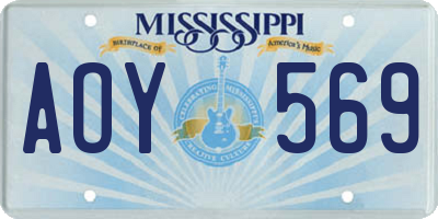 MS license plate AOY569