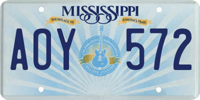 MS license plate AOY572