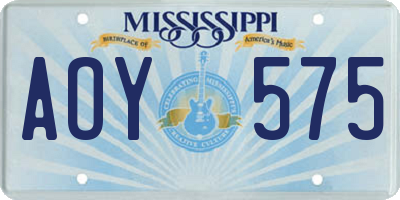 MS license plate AOY575