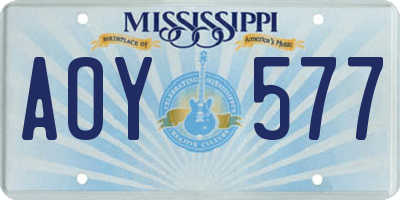 MS license plate AOY577