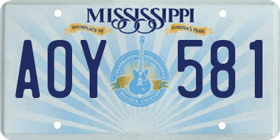 MS license plate AOY581