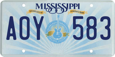 MS license plate AOY583
