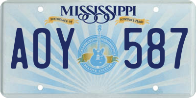 MS license plate AOY587