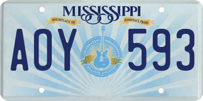 MS license plate AOY593