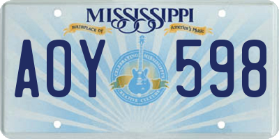 MS license plate AOY598