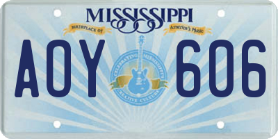 MS license plate AOY606