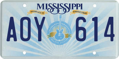 MS license plate AOY614