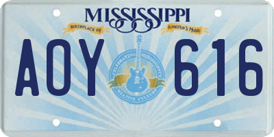 MS license plate AOY616
