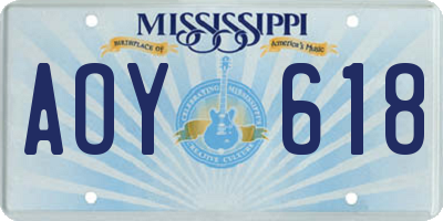 MS license plate AOY618