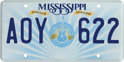 MS license plate AOY622