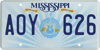 MS license plate AOY626