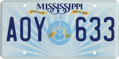 MS license plate AOY633
