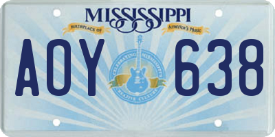 MS license plate AOY638