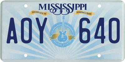 MS license plate AOY640